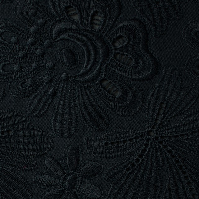 コットン×フラワー(ブラック)×ボイル刺繍 イメージ1