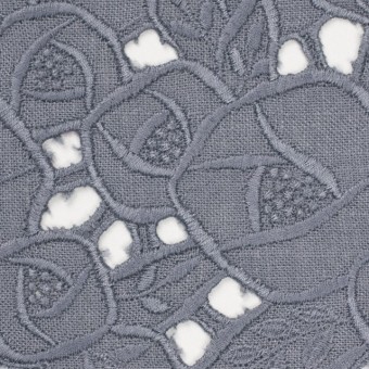 リネン×フラワー(ラベンダーグレー)×薄キャンバス刺繍_全2色