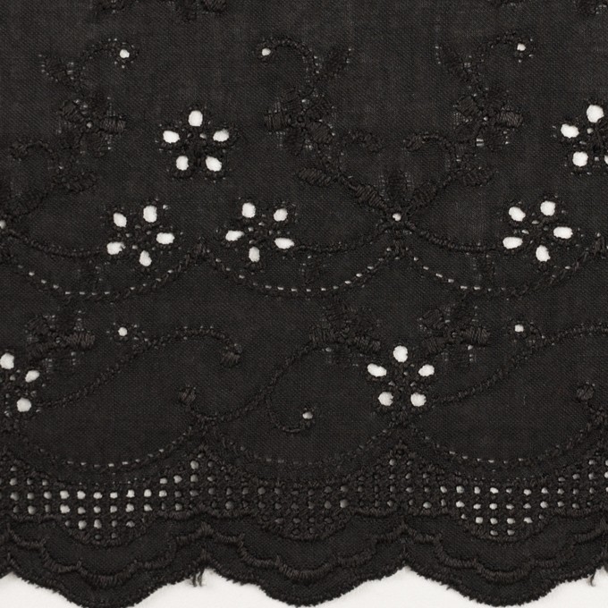 コットン×ボーダー(ブラック)×ローン刺繍No1_全2色 イメージ1