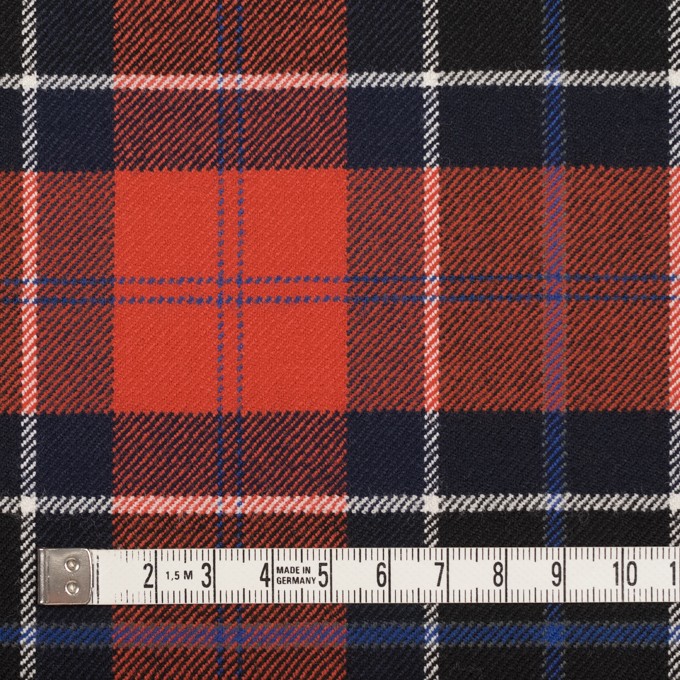 ウール&ポリウレタン×チェック(パッションオレンジ&ダークネイビー)×サージストレッチ_全2色 イメージ4