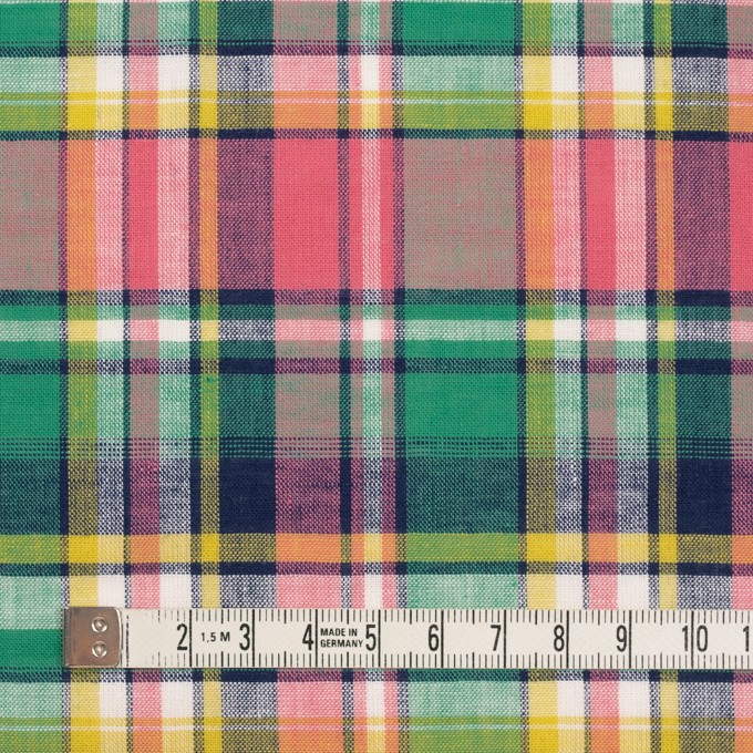 コットン×チェック(サーモンピンク、フォレストグリーン&イエロー)×薄シーチング イメージ4