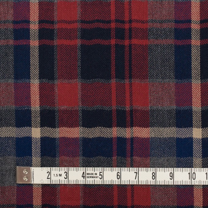 コットン&ポリエステル混×チェック(レッド&チャコールグレー)×ヘリンボーン イメージ4