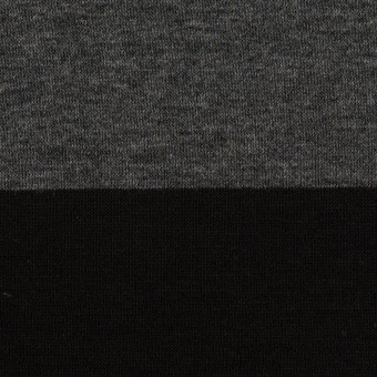 コットン×ボーダー(チャコールグレー&ブラック)×Wニット