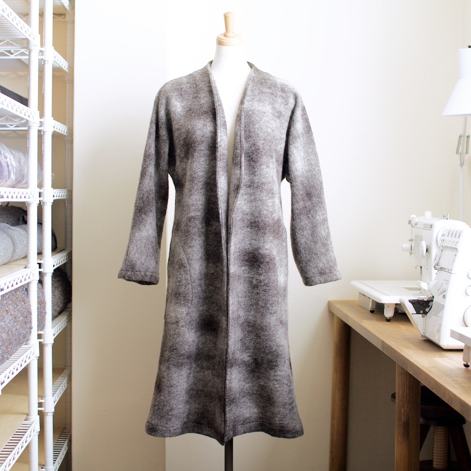 FAB #012 ウール圧縮ニットのガウンコート | fab-fabric sewing