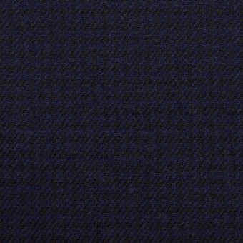 ウール×チェック(プルシアンブルー＆ブラック)×サージのサムネイル