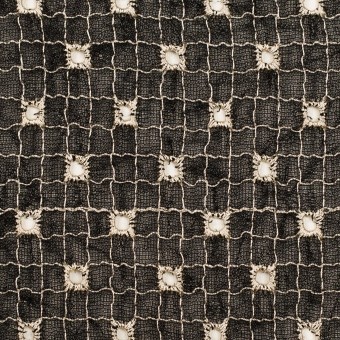 ポリエステル×チェック(ブラック＆エクリュ)×ジョーゼット刺繍_全3色のサムネイル