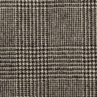 ウール＆ポリウレタンチェック(エクリュ＆チャコール)×かわり織ストレッチのサムネイル