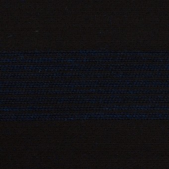 【200cmカット】ウール＆コットン混×ボーダー(プルシアンブルー＆チャコールブラック)×ジャガード_全2色のサムネイル
