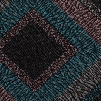 コットン×幾何学模様(チャコール、ピンク＆ブルー)×ジャガードのサムネイル