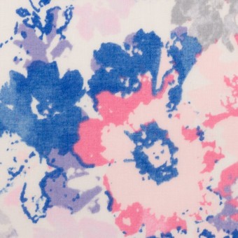 コットン×フラワー(ピンク＆ブルー)×ローンのサムネイル