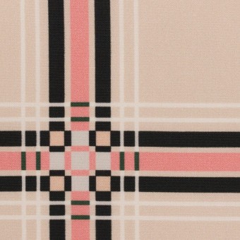 コットン×幾何学模様(ピンクベージュ、ピンク＆グリーン)×ブロード_イタリア製のサムネイル
