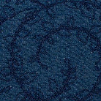 リネン×リーフ(プルシアンブルー)×薄キャンバス刺繍_全2色のサムネイル