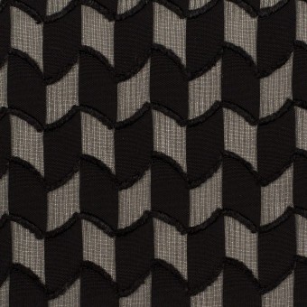 ポリエステル×幾何学模様(ブラック)×シフォンジョーゼット・カットジャガードのサムネイル