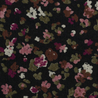コットン×フラワー(ブラック、ピンク＆ラズベリー)×細コーデュロイのサムネイル