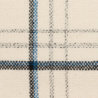コットン×チェック(エクリュ、ブルー＆ブラック)×斜子織のサムネイル