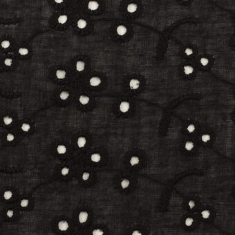 【アウトレット】コットン×フラワー(ブラック)×ボイル刺繍のサムネイル