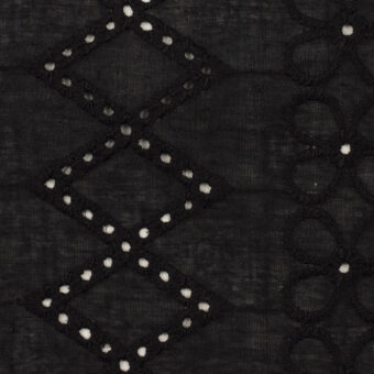 【アウトレット】コットン×フラワー＆ダイヤ(ブラック)×ボイル刺繍のサムネイル