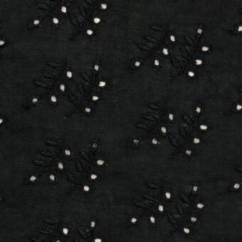 【アウトレット】コットン×リーフ(ブラック)×ボイル刺繍のサムネイル