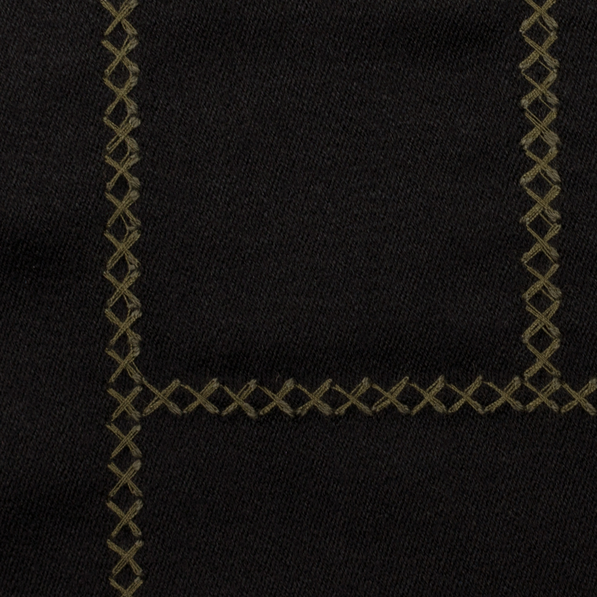 【アウトレット】ウール×幾何学模様(ブラック＆アッシュカーキ)×二重織刺繍のサムネイル