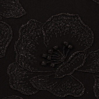 【アウトレット】ポリエステル×フラワー(ブラック)×ジョーゼット刺繍のサムネイル
