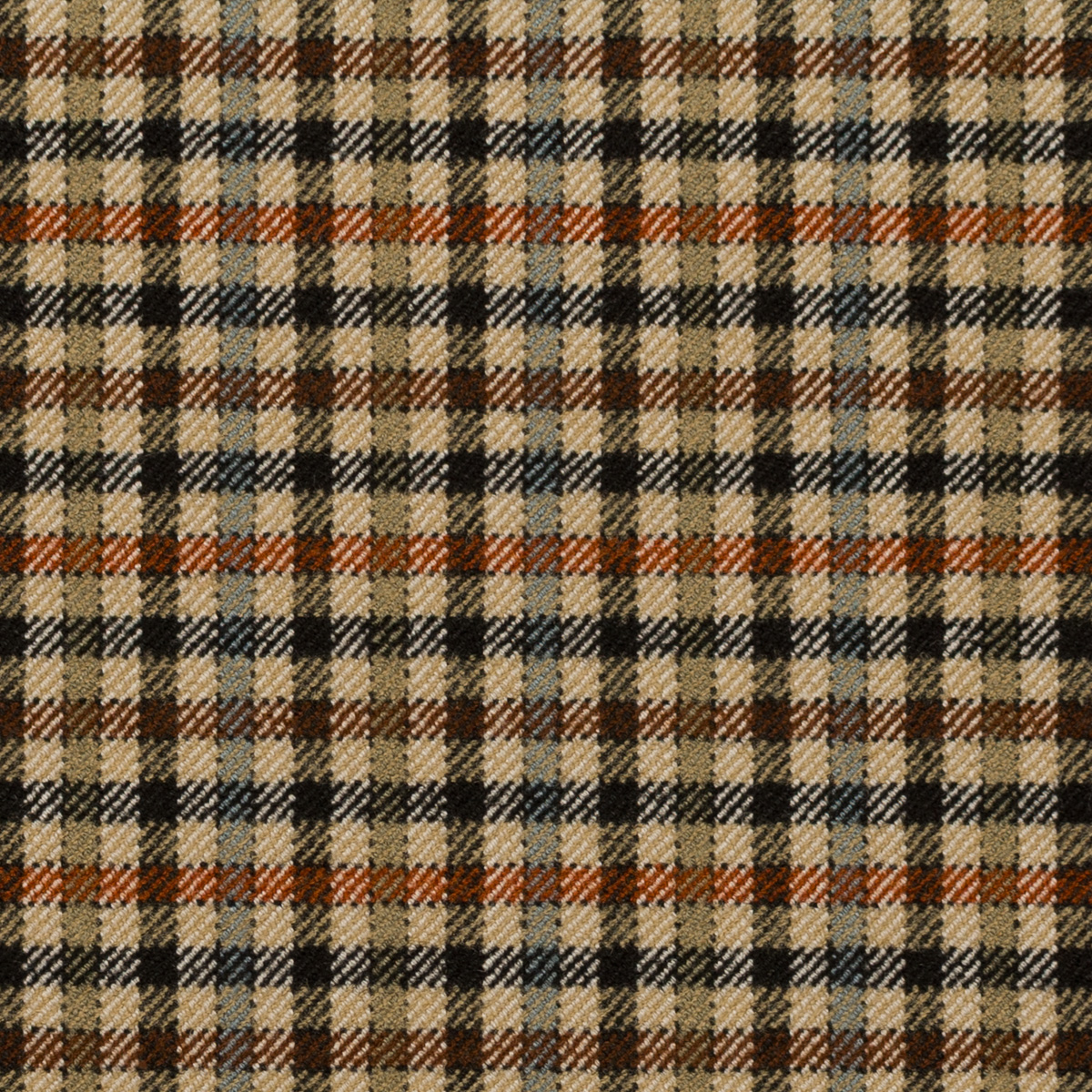 【アウトレット】ポリエステル＆レーヨン混×チェック(ベージュ、オレンジ＆ネイビー)×二重織ストレッチのサムネイル