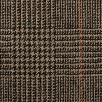 【アウトレット】ウール×チェック(ベージュ、ビターチョコレート&オレンジ)×ツイードのサムネイル