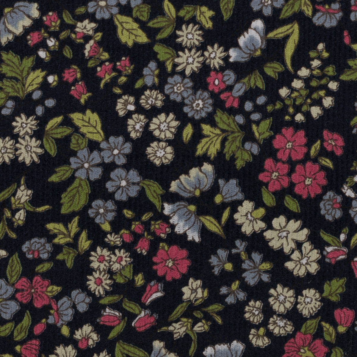 【アウトレット】コットン×フラワー(ネイビー、ローズ＆ヒヤシンス)×細コーデュロイのサムネイル