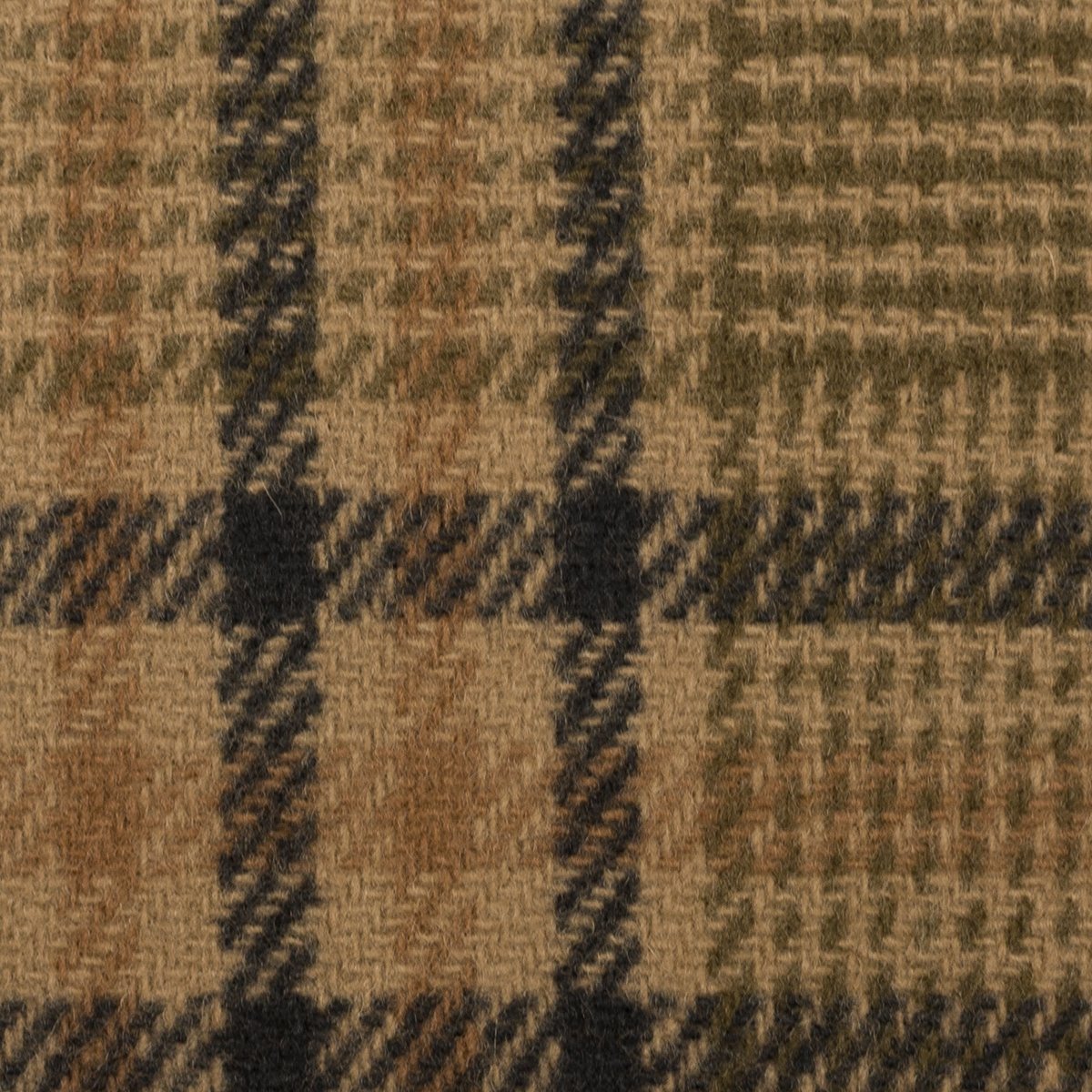 【アウトレット】ウール×チェック(オークルベージュ＆オリーブ)×Wフェイス・ソフトツイードのサムネイル