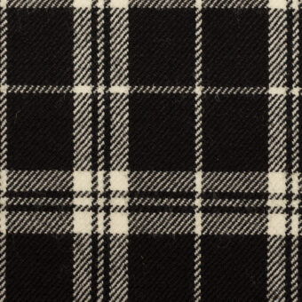 【アウトレット】ウール×チェック(ブラック＆エクリュ)×サージのサムネイル