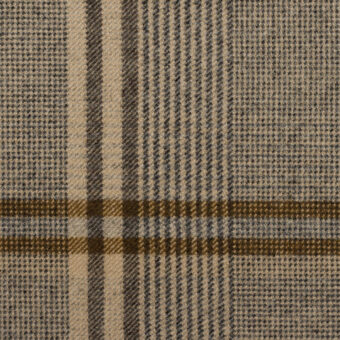 【アウトレット】ポリエステル＆レーヨン混×チェック(グレー、ベージュ＆モカ)×二重織ストレッチのサムネイル