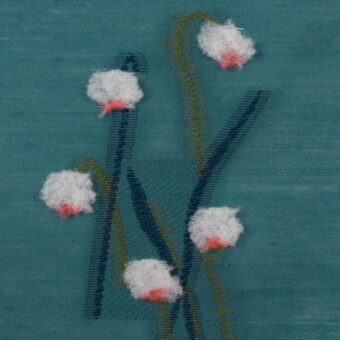 【アウトレット】コットン＆ナイロン混×フラワー(ターコイズブルー、サーモン＆ネイビー)×ローンカット・ジャガードのサムネイル