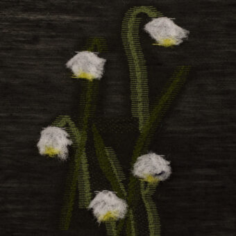 【アウトレット】コットン＆ナイロン混×フラワー(ブラック、イエロー＆カーキグリーン)×ローンカット・ジャガードのサムネイル