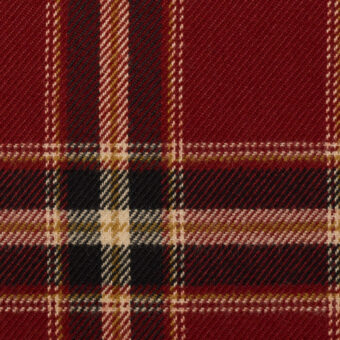 【アウトレット】コットン＆ポリエステル×チェック(バーガンディーレッド＆ブラック)×ビエラのサムネイル