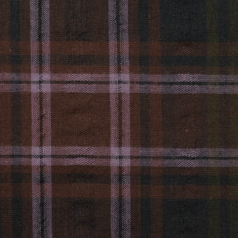 【アウトレット】コットン×チェック(オリーブ＆モーブ)×ドビーワッシャーのサムネイル