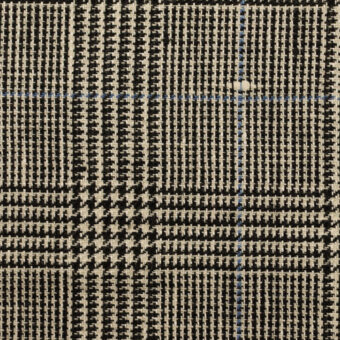 【アウトレット】シルク＆ウール×チェック(エクリュ＆ブラック)×千鳥格子のサムネイル