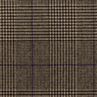 【アウトレット】ポリエステル＆レーヨン混×チェック(オリーブ、ベージュ＆グレープ)×二重織ストレッチのサムネイル