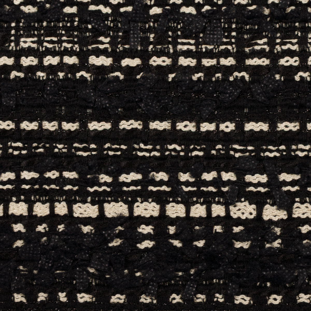 【アウトレット】ポリエステル＆レーヨン混×ボーダー(ブラック＆エクリュ)×ファンシーツイードのサムネイル