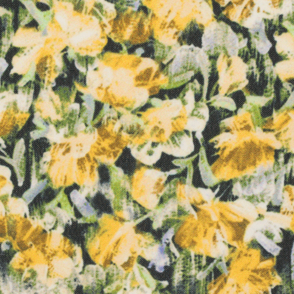 【アウトレット】ポリエステル×フラワー(イエローゴールド＆チャコール)×シフォンジョーゼットのサムネイル