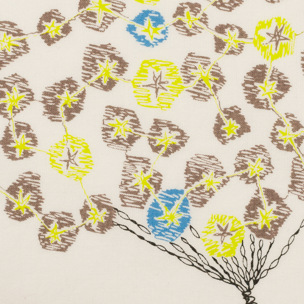 【アウトレット】コットン×ボタニカル(オフホワイト、ライム＆ブルー)×ローンワッシャーのサムネイル