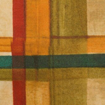 【アウトレット】ポリエステル×ペイント(レッド、オレンジ＆エメラルド)×サージのサムネイル