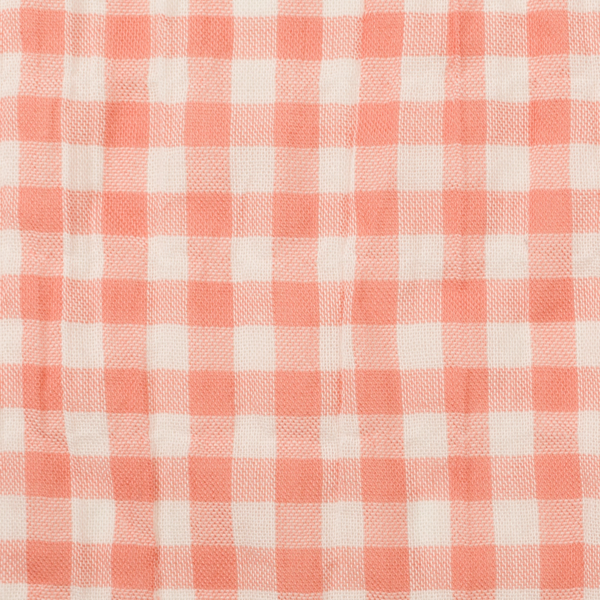 【アウトレット】コットン＆ポリウレタン×チェック(コーラルピンク＆オフホワイト)×ガーゼシャーリングのサムネイル