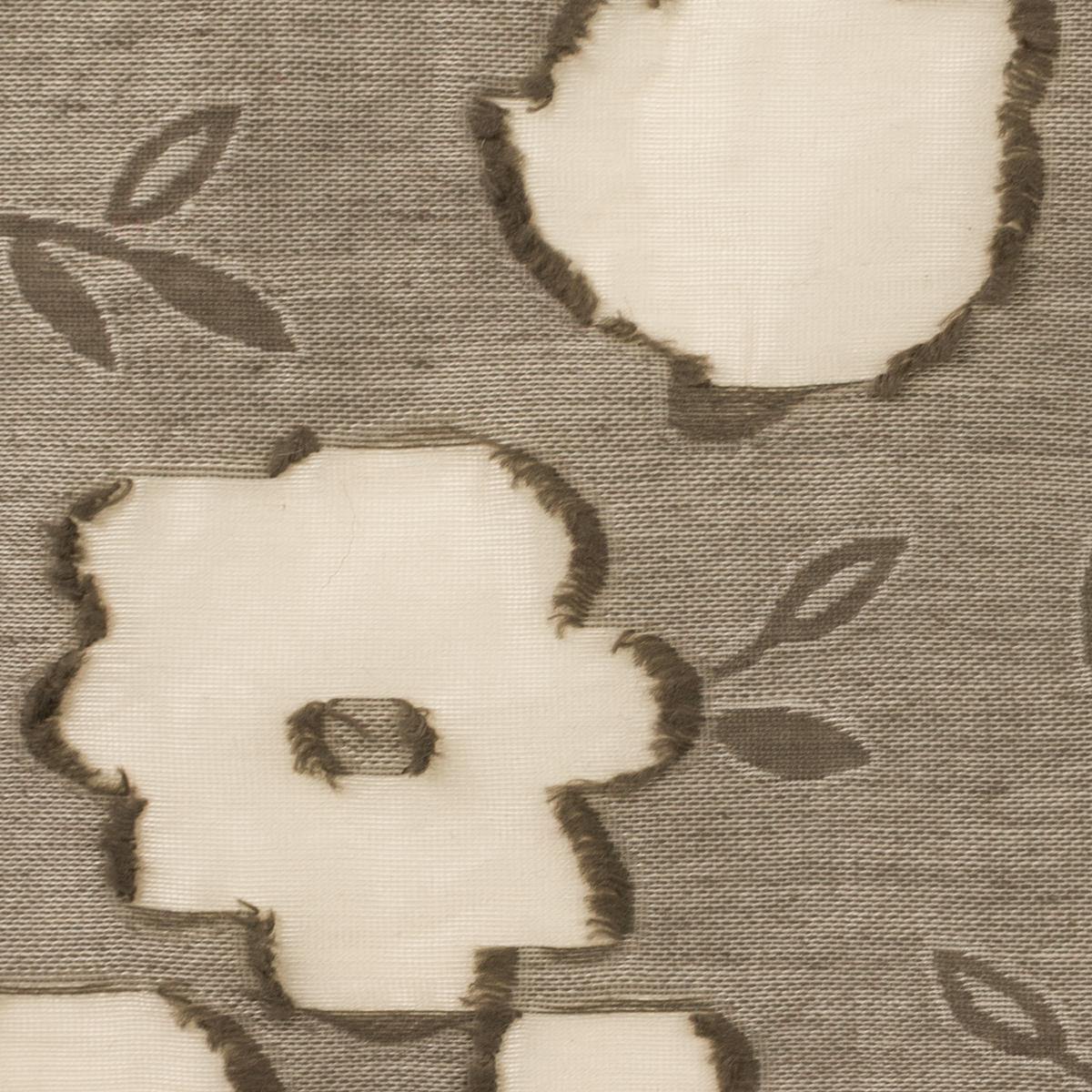 【アウトレット】コットン＆ポリエステル×ボタニカル(グレージュ＆キナリ)×オーガンジー・カットジャガードのサムネイル