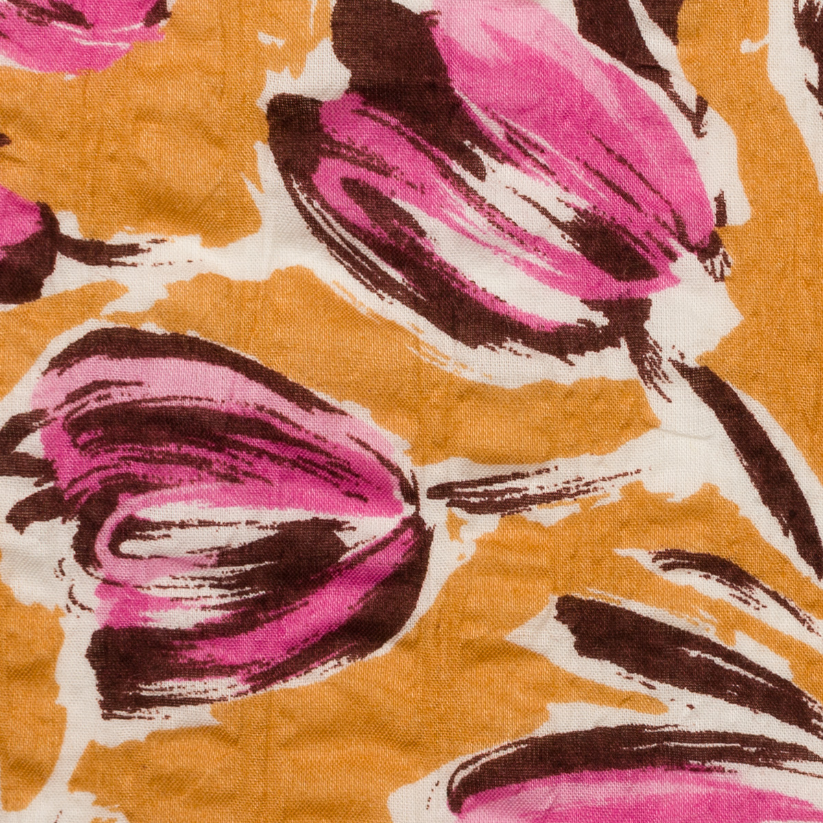 【アウトレット】コットン×フラワー(オークル＆ピンク)×ローンリップルのサムネイル