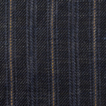 【アウトレット】リネン×ストライプ(アッシュネイビー＆オークル)×ツイルのサムネイル