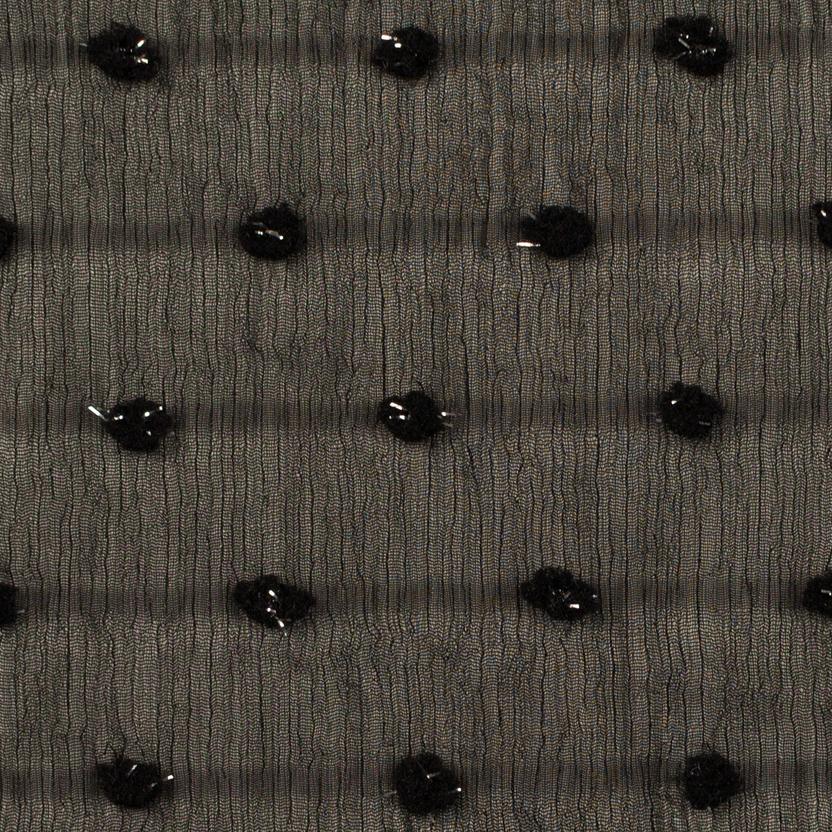 【アウトレット】レーヨン＆ナイロン×ドット(ブラック)×ヨウリュウ・オーガンジー・カットドビーのサムネイル