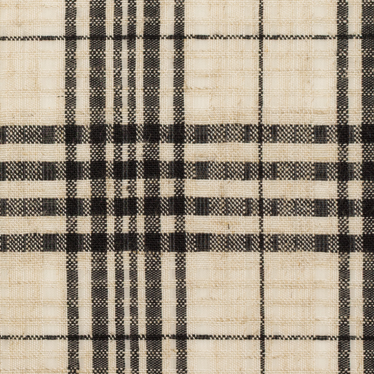 【アウトレット】リネン＆レーヨン混×チェック(キナリ＆チャコール)×ドビーのサムネイル