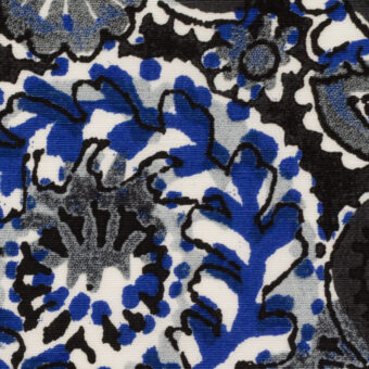 【アウトレット】コットン＆レーヨン×ボタニカル(チャコール＆ブルー)×ポプリンのサムネイル