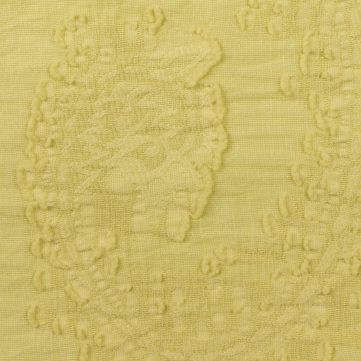 【アウトレット】レーヨン＆ポリエステル混×ペイズリー(ライムイエロー)×オーガンジー・カットジャガードのサムネイル