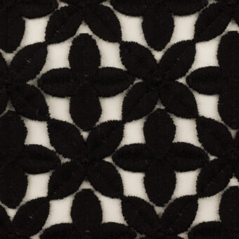 【アウトレット】ナイロン＆コットン×フラワー(ブラック＆ホワイト)×オーガンジー刺繍のサムネイル