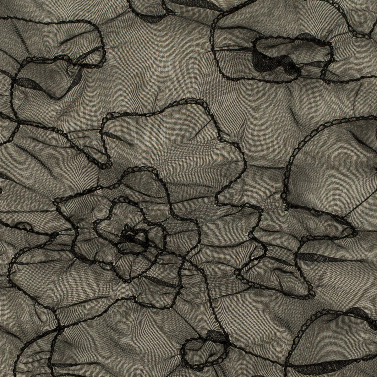 【アウトレット】ポリエステル×フラワー(ブラック)×オーガンジー刺繍のサムネイル